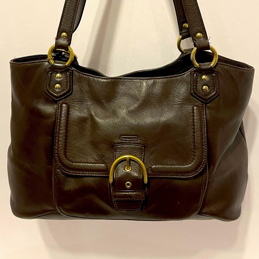 Authentic Coach Purse Campbell Belle Chocolate Brown Leather Carry-All